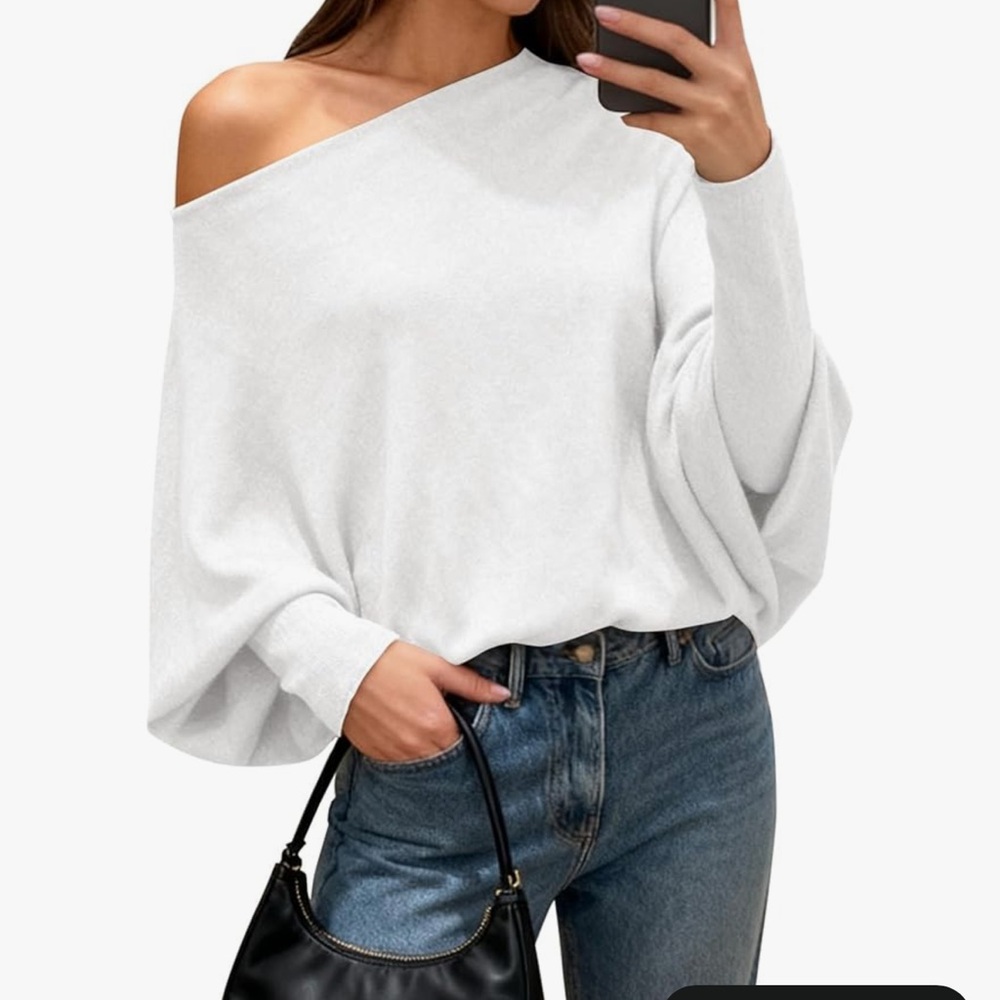 NWOT Off-the-Shoulder White Women's Sweater